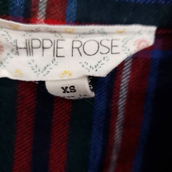 Hippie Rose Flannel Womens Extra Small Multi Plaid Long Sleeve Button Up Shirt - Picture 6 of 7